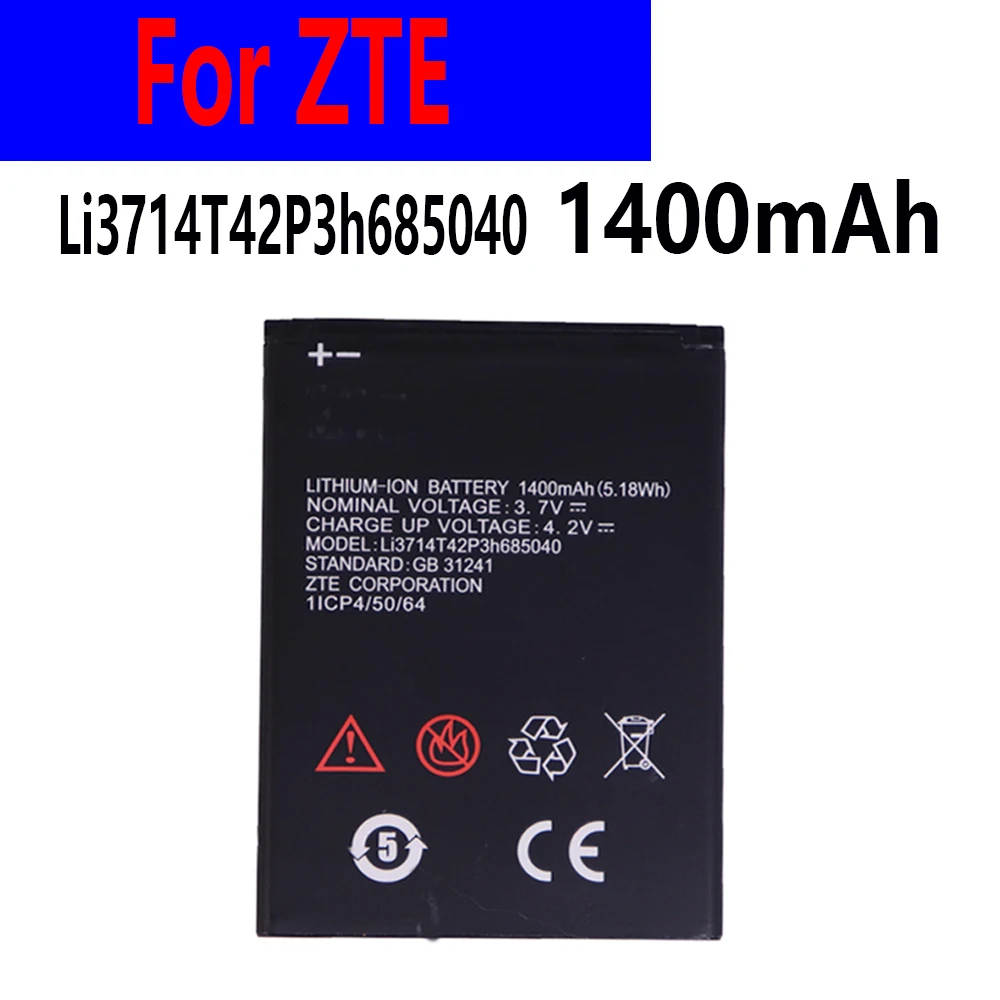 Для ZTE Li3714T42P3h685040 1400 мАч Замена аккумулятора для устройств ZTE 11CP4/50J64 ZTE CORPОRATION
Для ZTE Li3714T42P3h685040 1400 мАч Замена аккумулятора для устройств ZTE 11CP4/50J64 ZTE CORPОRATION