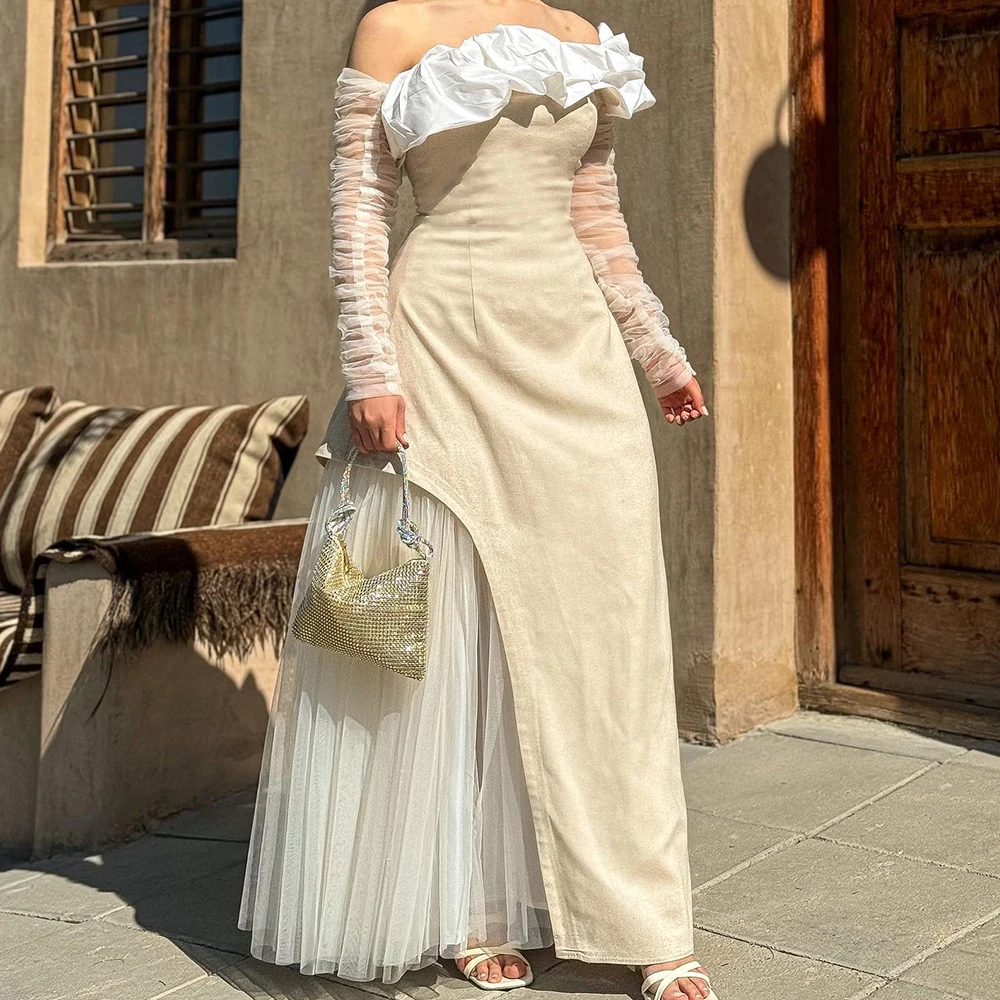Customized Fashion Jersey A-Line Off the Shoulder Evening Dress Strapless Floor Length Long Sleeves Panel Train Photo Color فسا
Customized Fashion Jersey A-Line Off the Shoulder Evening Dress Strapless Floor Length Long Sleeves Panel Train Photo Color فسا