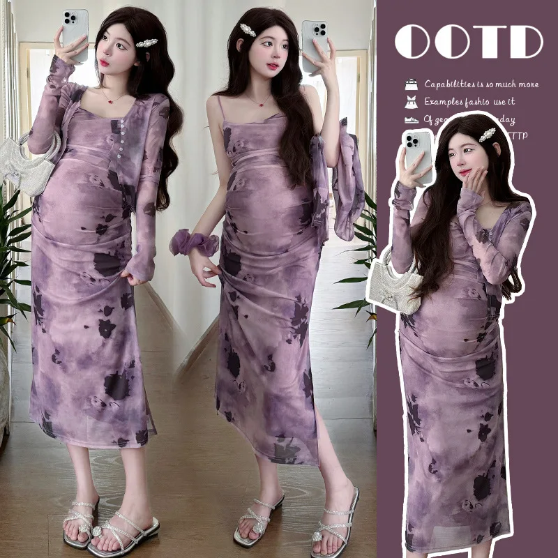 Maternity Suit Summer 2026 Elegant Purple Tie Dye Spaghetti Strap Dress And Short Cardigan Two Piece Set For Pregnant Women
Maternity Suit Summer 2026 Elegant Purple Tie Dye Spaghetti Strap Dress And Short Cardigan Two Piece Set For Pregnant Women