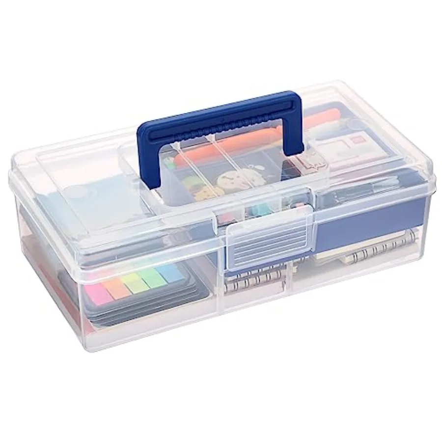 Plastic Carry Storage Box with Removable Dividers, Clear Art Craft Supply Storage Bin Sewing Box with Handle Lid, 2 Layers Stat
Plastic Carry Storage Box with Removable Dividers, Clear Art Craft Supply Storage Bin Sewing Box with Handle Lid, 2 Layers Stat