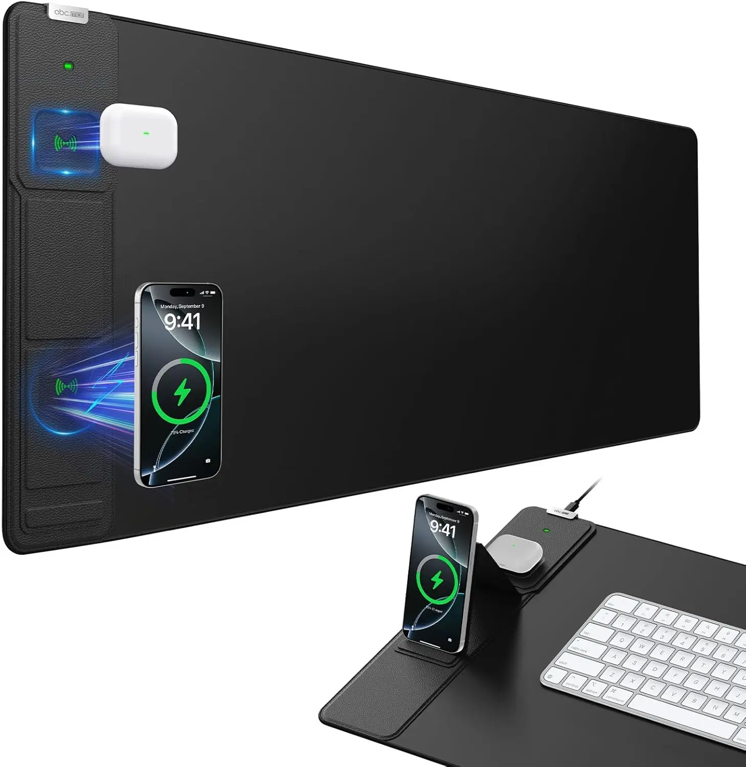 Wireless Charging Mouse Pad with Foldable Phone Holder, Large Desk Mat for Laptop Keyboard, Waterproof Non-Slip Black
Wireless Charging Mouse Pad with Foldable Phone Holder, Large Desk Mat for Laptop Keyboard, Waterproof Non-Slip Black