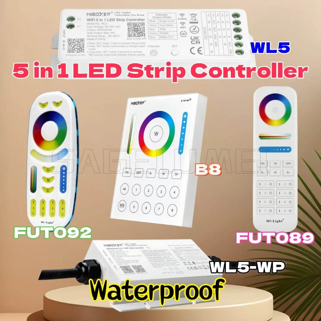 НОВЫЙ Miboxer WL5-WP водонепроницаемый WL5 FUT089 FUT092 B8 5в1 управление для одноцветного/двухцветного контроллера светодиодных лент RGB RGBW RGB + CCT 2,4G
НОВЫЙ Miboxer WL5-WP водонепроницаемый WL5 FUT089 FUT092 B8 5в1 управление для одноцветного/двухцветного контроллера светодиодных лент RGB RGBW RGB + CCT 2,4G