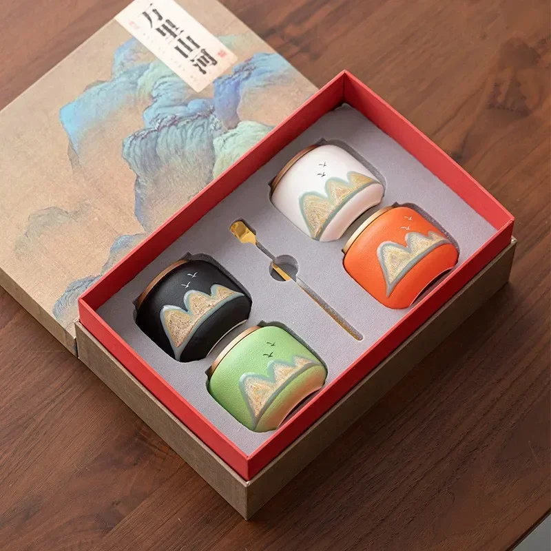 Tea Canister Chinese Style Premium Hand Painted Tea Canister Gift Box Portable Exquisite Corporate Gift Set for Tea Lovers
Tea Canister Chinese Style Premium Hand Painted Tea Canister Gift Box Portable Exquisite Corporate Gift Set for Tea Lovers