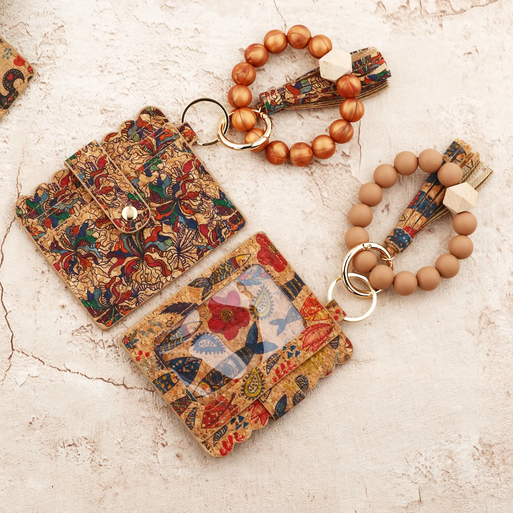 Cork Card Bag Women's Card Bag Silicone Beaded Wrist Strap Keychain Printed Coin Purse Pendant Keychain
Cork Card Bag Women's Card Bag Silicone Beaded Wrist Strap Keychain Printed Coin Purse Pendant Keychain