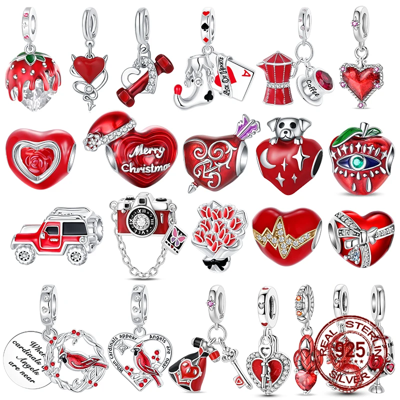 Red Color Series Charms Beads 925 Silver Blood Heart Love Car Strawberry Fruit Dangle Fit Original Bangle Bracelet DIY Jewelry
Red Color Series Charms Beads 925 Silver Blood Heart Love Car Strawberry Fruit Dangle Fit Original Bangle Bracelet DIY Jewelry