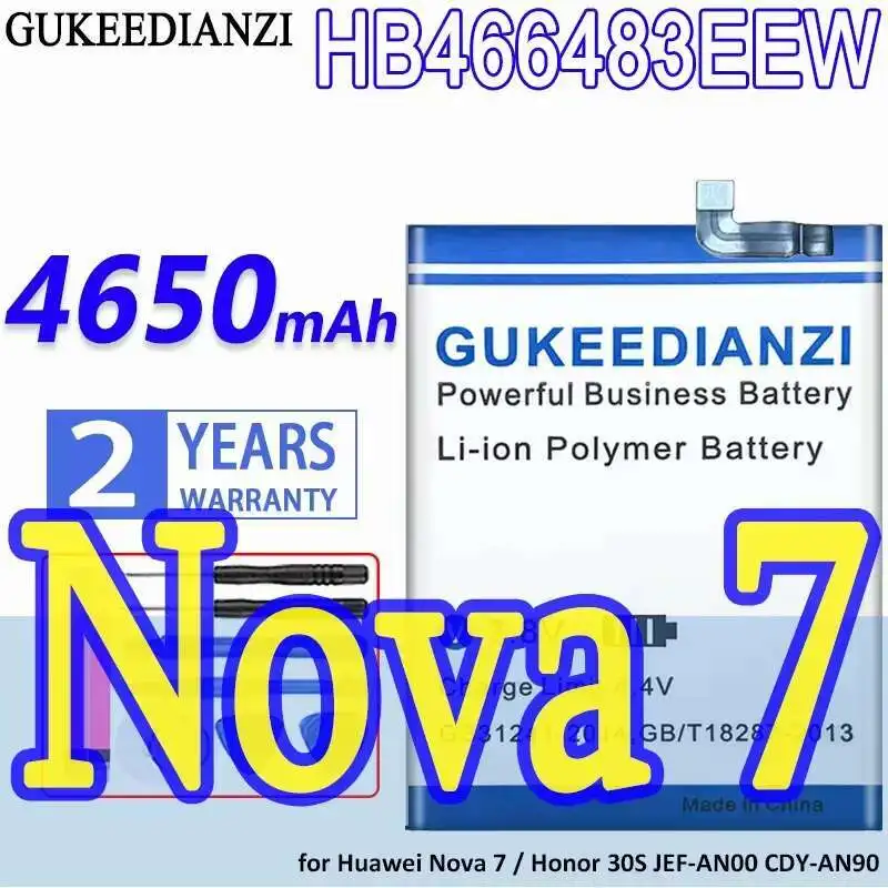 Для Huawei Nova7 Nova 7 для Honor 30S Jef-AN00 Cdy-AN90 Надежная мощность HB466483EEW Аккумулятор мобильного телефона 4650 мАч
Для Huawei Nova7 Nova 7 для Honor 30S Jef-AN00 Cdy-AN90 Надежная мощность HB466483EEW Аккумулятор мобильного телефона 4650 мАч