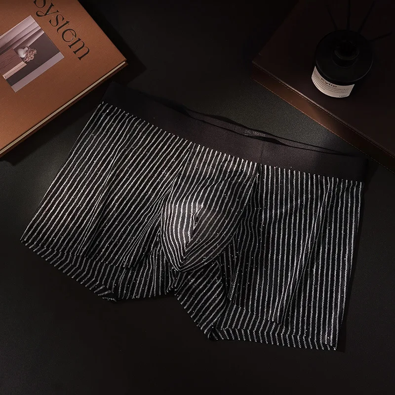 3 Pack Men's Ice Silk Boxer Briefs Ultra Thin Breathable Striped Seamless Underwear Summer Cool Dry 3D Pouch No Ride Up Men's Bo
3 Pack Men's Ice Silk Boxer Briefs Ultra Thin Breathable Striped Seamless Underwear Summer Cool Dry 3D Pouch No Ride Up Men's Bo