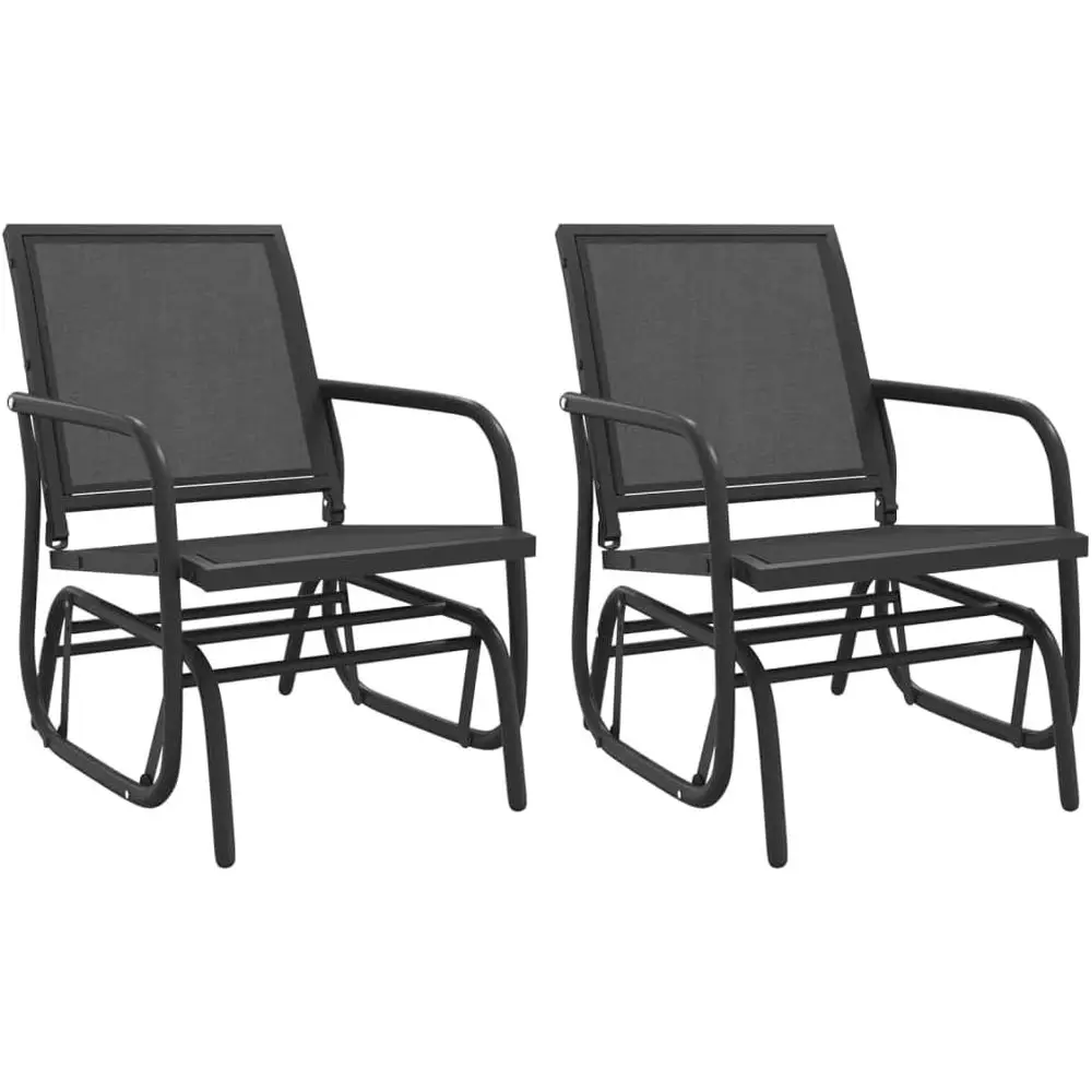Комплект уличных кресел-глайдеров из черного текстилена и стали, 2-местные кресла-качалки для патио, сада, зоны у бассейна или заднего двора
Комплект уличных кресел-глайдеров из черного текстилена и стали, 2-местные кресла-качалки для патио, сада, зоны у бассейна или заднего двора