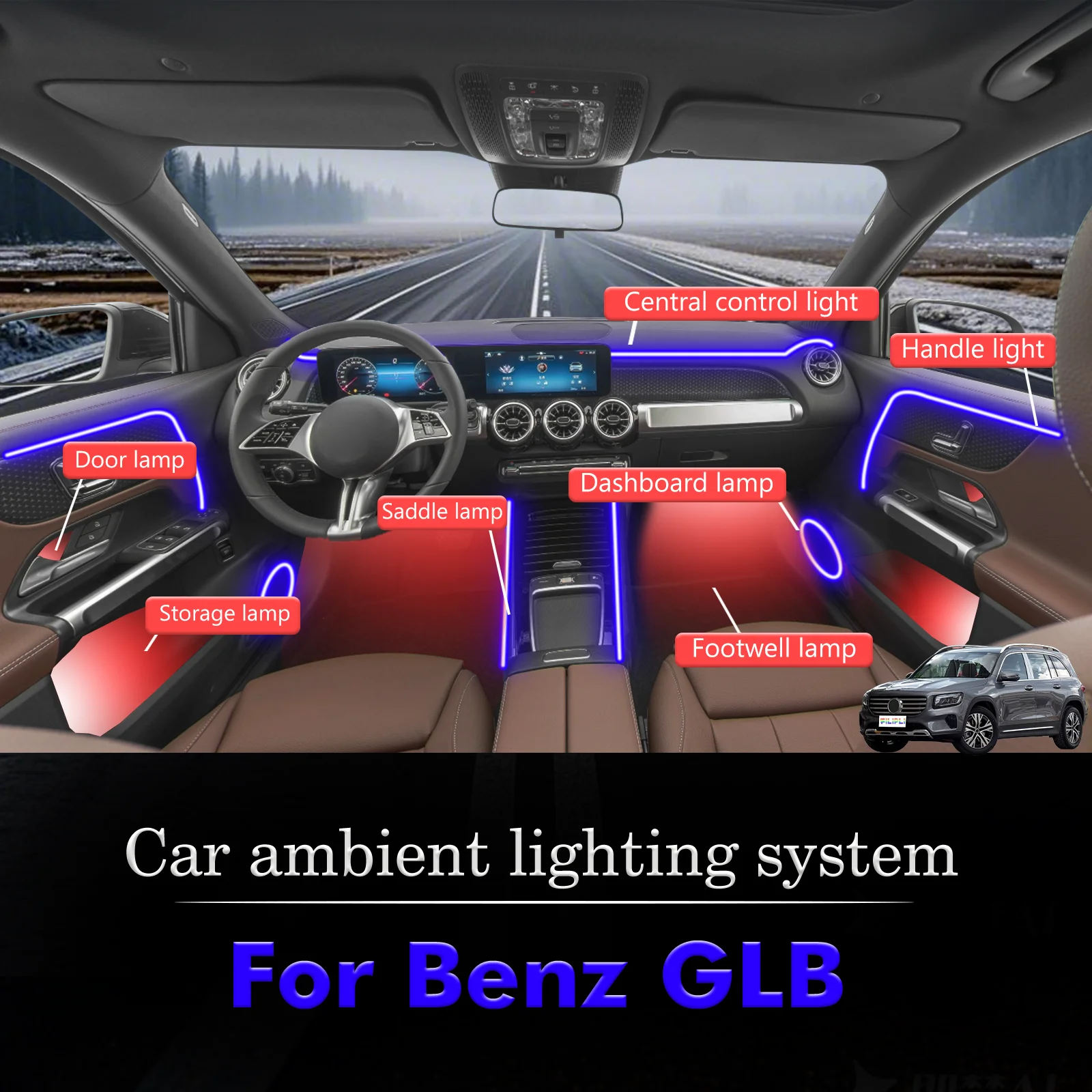 For Benz GLB Car Interior Decorative Ambient Light RGB 64-Color LED Smart Remote Control Energy Saving Efficient Kit
For Benz GLB Car Interior Decorative Ambient Light RGB 64-Color LED Smart Remote Control Energy Saving Efficient Kit