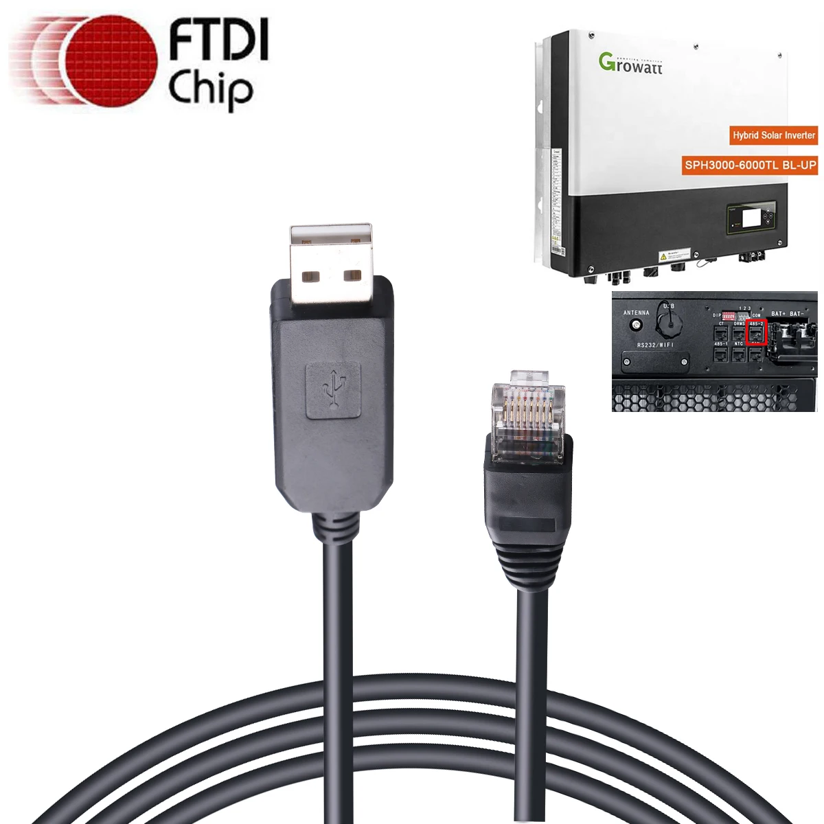 Growatt SPH3000-6000TL BL-UP SPH SOLAR INVERTER USB TO RS485-2 RS485-3 PORT FTDI USB TO RJ45 Serial Communication Cable
Growatt SPH3000-6000TL BL-UP SPH SOLAR INVERTER USB TO RS485-2 RS485-3 PORT FTDI USB TO RJ45 Serial Communication Cable