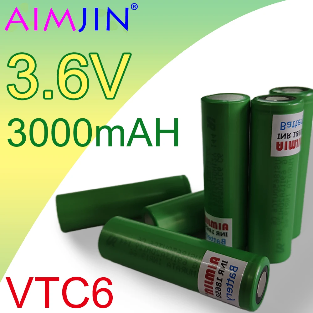 Новый оригинальный аккумулятор 18650 VTC6 3,6 В 3000 мАч для США 18650 30A игрушечные инструменты фонарик аккумулятор + зарядное устройство USB
Новый оригинальный аккумулятор 18650 VTC6 3,6 В 3000 мАч для США 18650 30A игрушечные инструменты фонарик аккумулятор + зарядное устройство USB