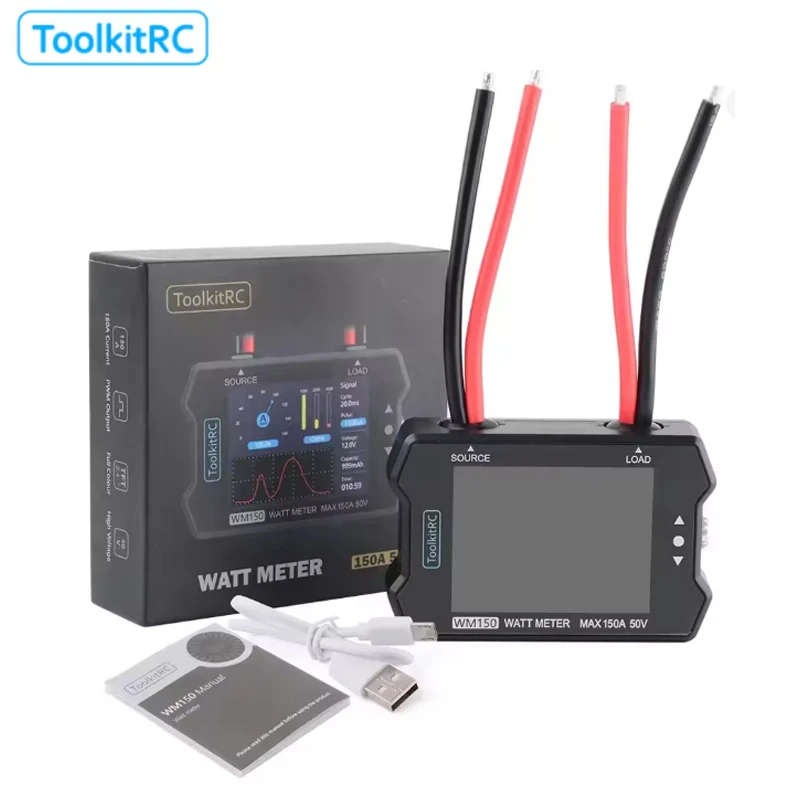 ToolkitRC WM150 150A 50V Watt Meter Power Analyzer LCD Display Power Voltage Current Tester PWM Output for RC FPV Drone
ToolkitRC WM150 150A 50V Watt Meter Power Analyzer LCD Display Power Voltage Current Tester PWM Output for RC FPV Drone