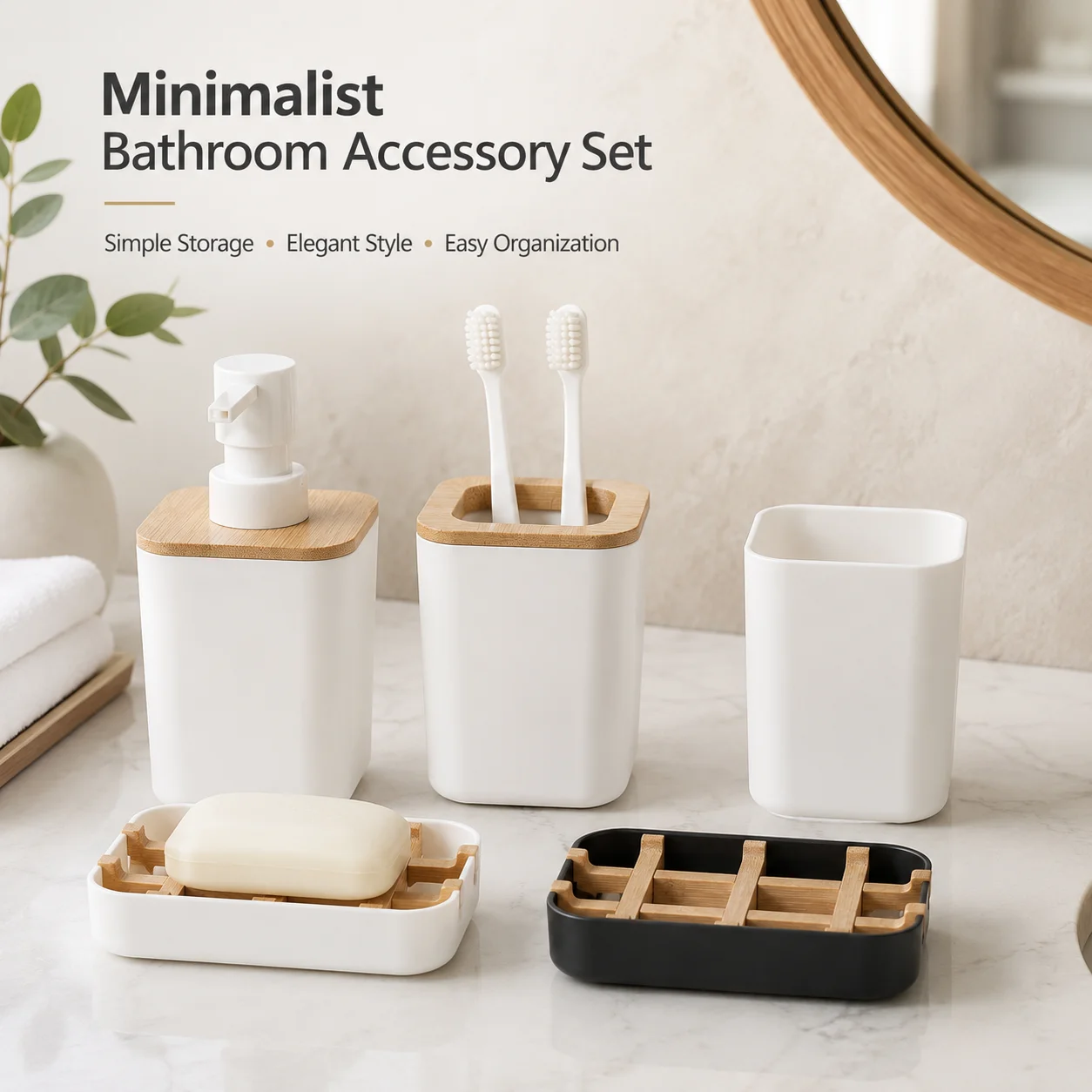 QA 4-Piece Bathroom Set Accessories Organizer Soap Dish Toothbrush Holder Dispenser Home Room Bedroom Household Storage Bathroom
QA 4-Piece Bathroom Set Accessories Organizer Soap Dish Toothbrush Holder Dispenser Home Room Bedroom Household Storage Bathroom