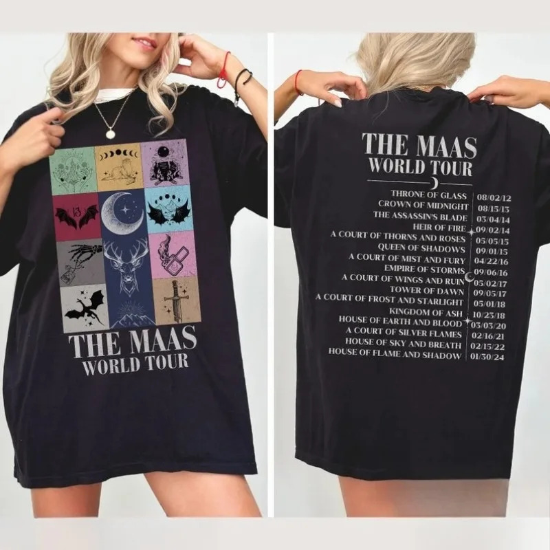 Sarah J Maas SJM Merch World Tour Throne of Glass T-shirt Crescent City Fan Apparel Summer Fashion Casual Comfort Cotton Tees
Sarah J Maas SJM Merch World Tour Throne of Glass T-shirt Crescent City Fan Apparel Summer Fashion Casual Comfort Cotton Tees