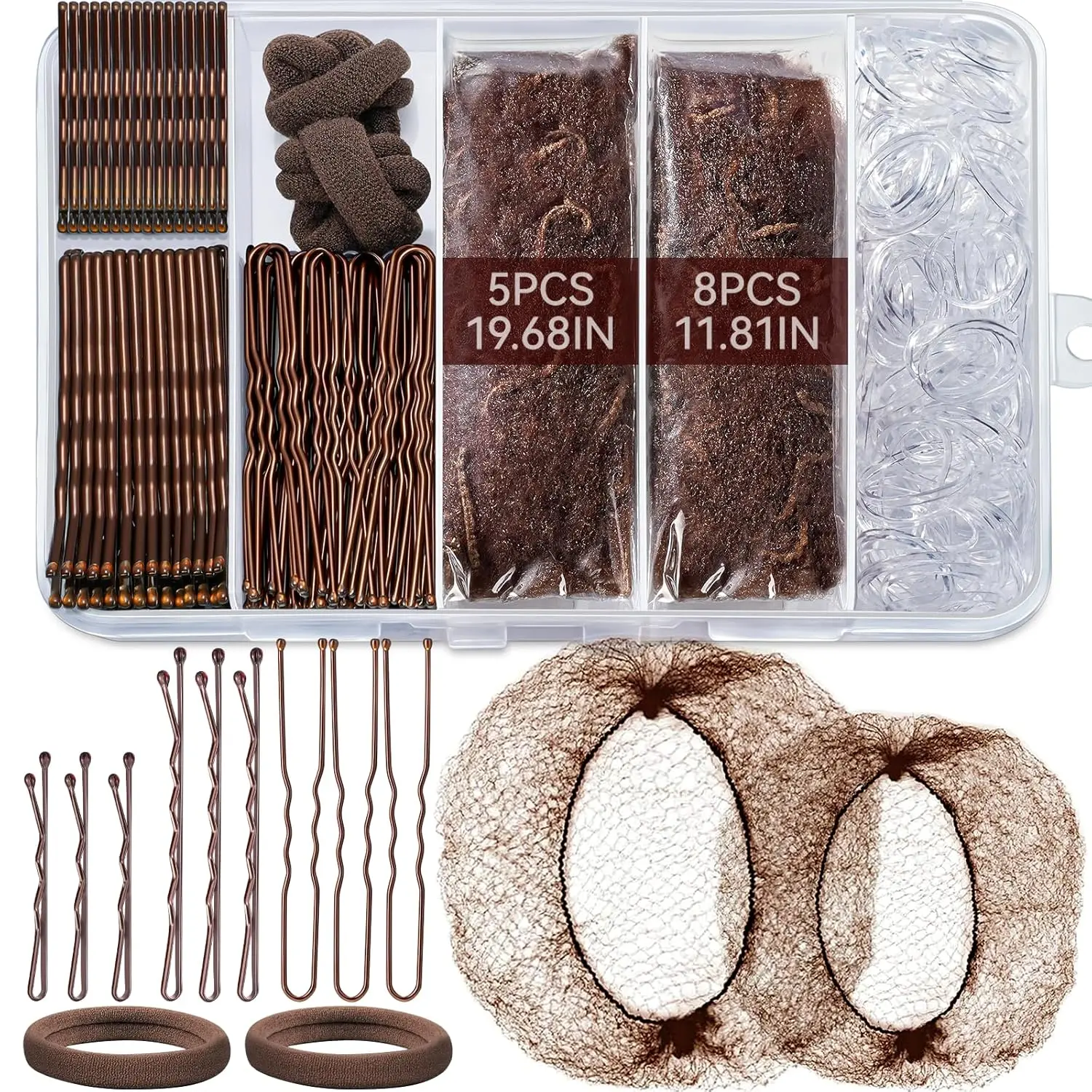 Bobby Pins and Hair Nets Set, Invisible Nets for Ballet Bun, U Pins for Dance, Elastic Bands, Clear Rubber Bands
Bobby Pins and Hair Nets Set, Invisible Nets for Ballet Bun, U Pins for Dance, Elastic Bands, Clear Rubber Bands