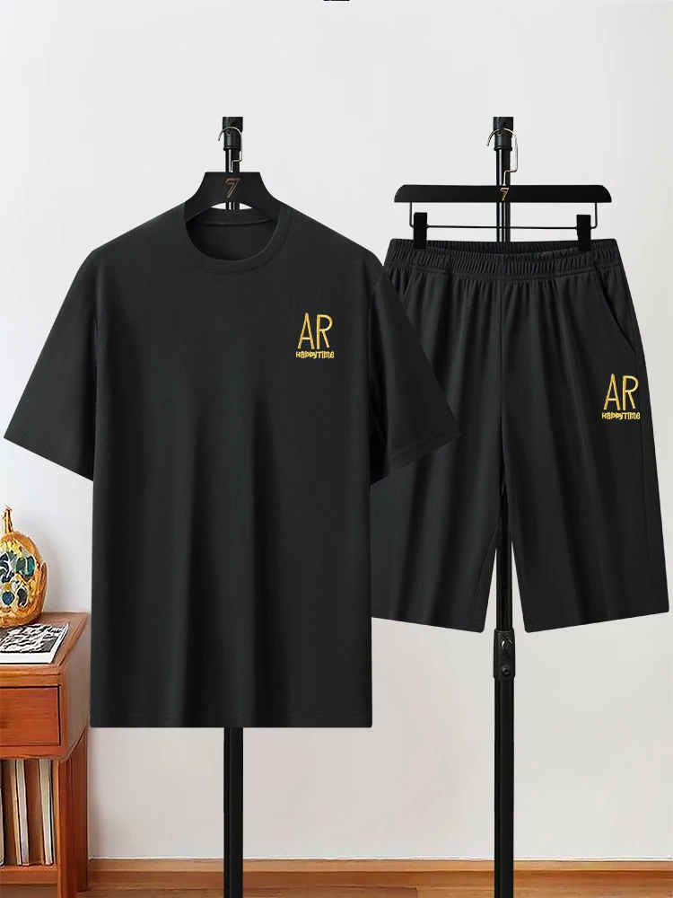 2026New Men's Ice Silk Quick Dry Tracksuit Breathable Print Letter Print T-shirt Shorts 2-Piece Summer Sportswear
2026New Men's Ice Silk Quick Dry Tracksuit Breathable Print Letter Print T-shirt Shorts 2-Piece Summer Sportswear