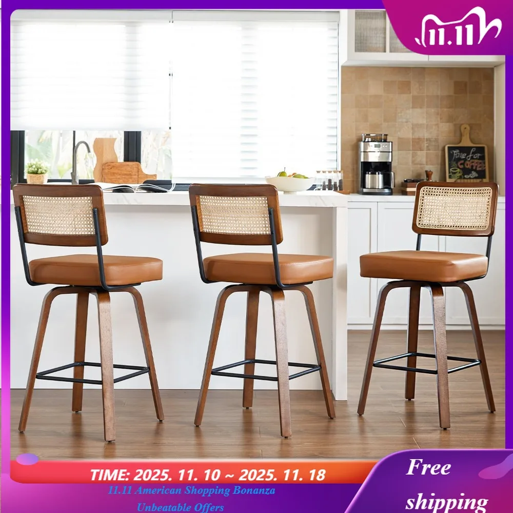 Набор вращающихся барных стульев высотой стойки из 3 современных барных стульев середины века со спинкой из ротанга, высота сиденья 27 дюймов из массива дерева по индивидуальному заказу
Набор вращающихся барных стульев высотой стойки из 3 современных барных стульев середины века со спинкой из ротанга, высота сиденья 27 дюймов из массива дерева по индивидуальному заказу