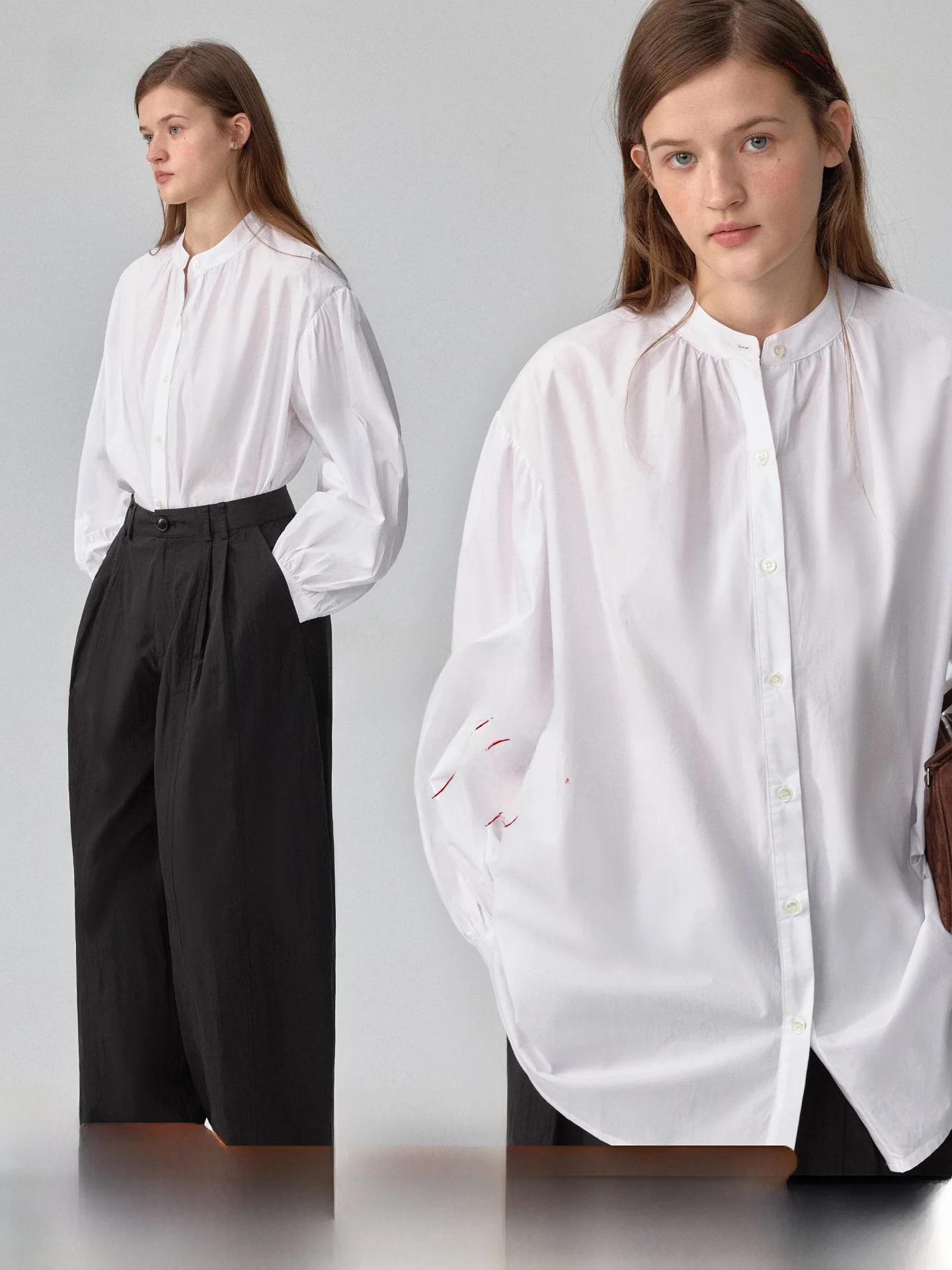 Spring 2026 Women's Cotton Lantern Sve irt ort Sle Artistic Stand Collar Breathable Casual Loose Fit Spring Top
Spring 2026 Women's Cotton Lantern Sve irt ort Sle Artistic Stand Collar Breathable Casual Loose Fit Spring Top