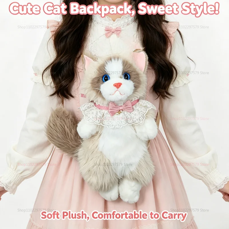 Super Realistic Simulated Puppet Cat Backpack Lolita Cartoon Travel Storage Cute Animal Bag Stuffed Animal Cartoon Cat SchoolBag
Super Realistic Simulated Puppet Cat Backpack Lolita Cartoon Travel Storage Cute Animal Bag Stuffed Animal Cartoon Cat SchoolBag