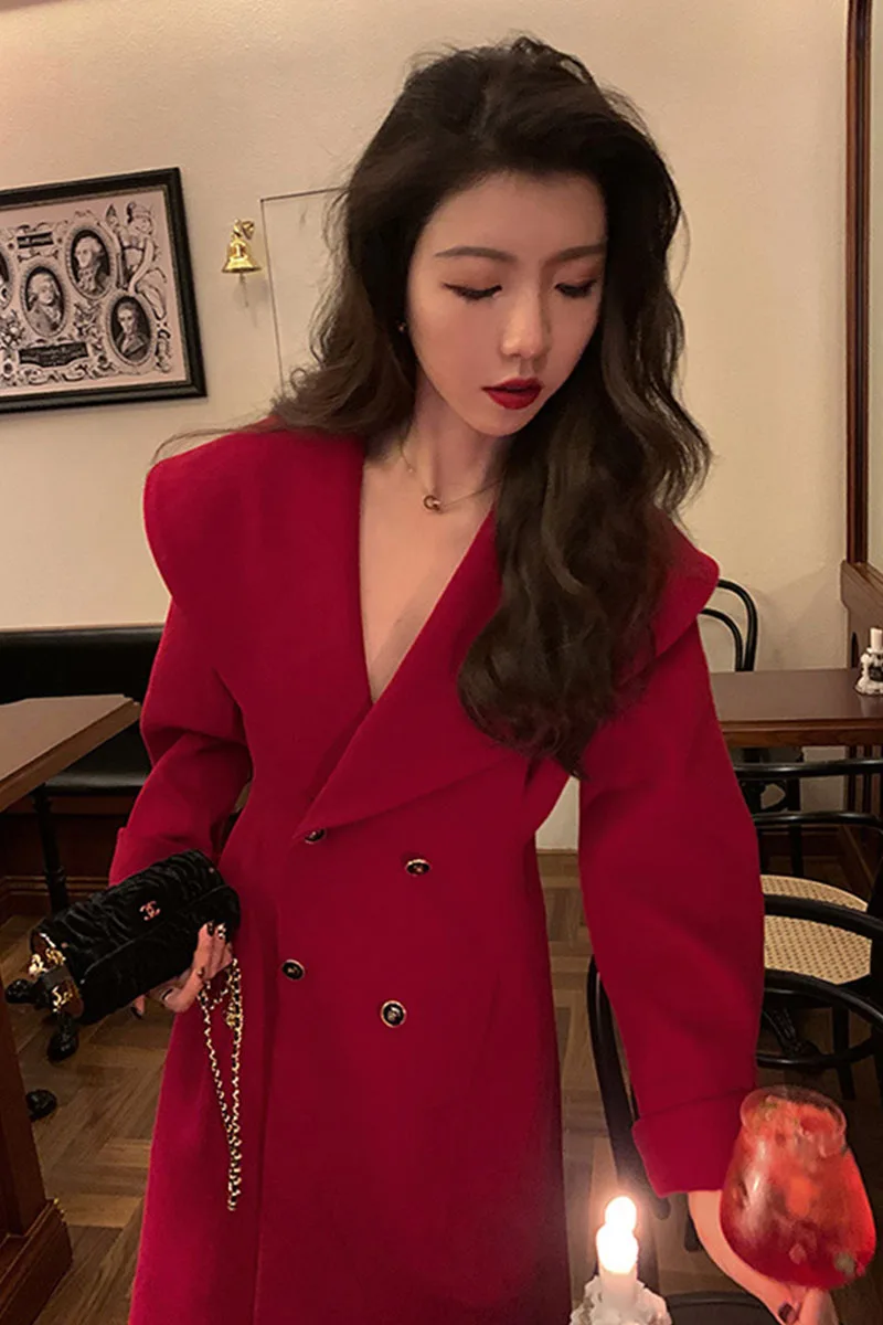 Korean Sle Wedding Engagement Woolen Coat Red Woolen Dr Code for Women Spring Season Ladies Faion Straight Cut Model
Korean Sle Wedding Engagement Woolen Coat Red Woolen Dr Code for Women Spring Season Ladies Faion Straight Cut Model