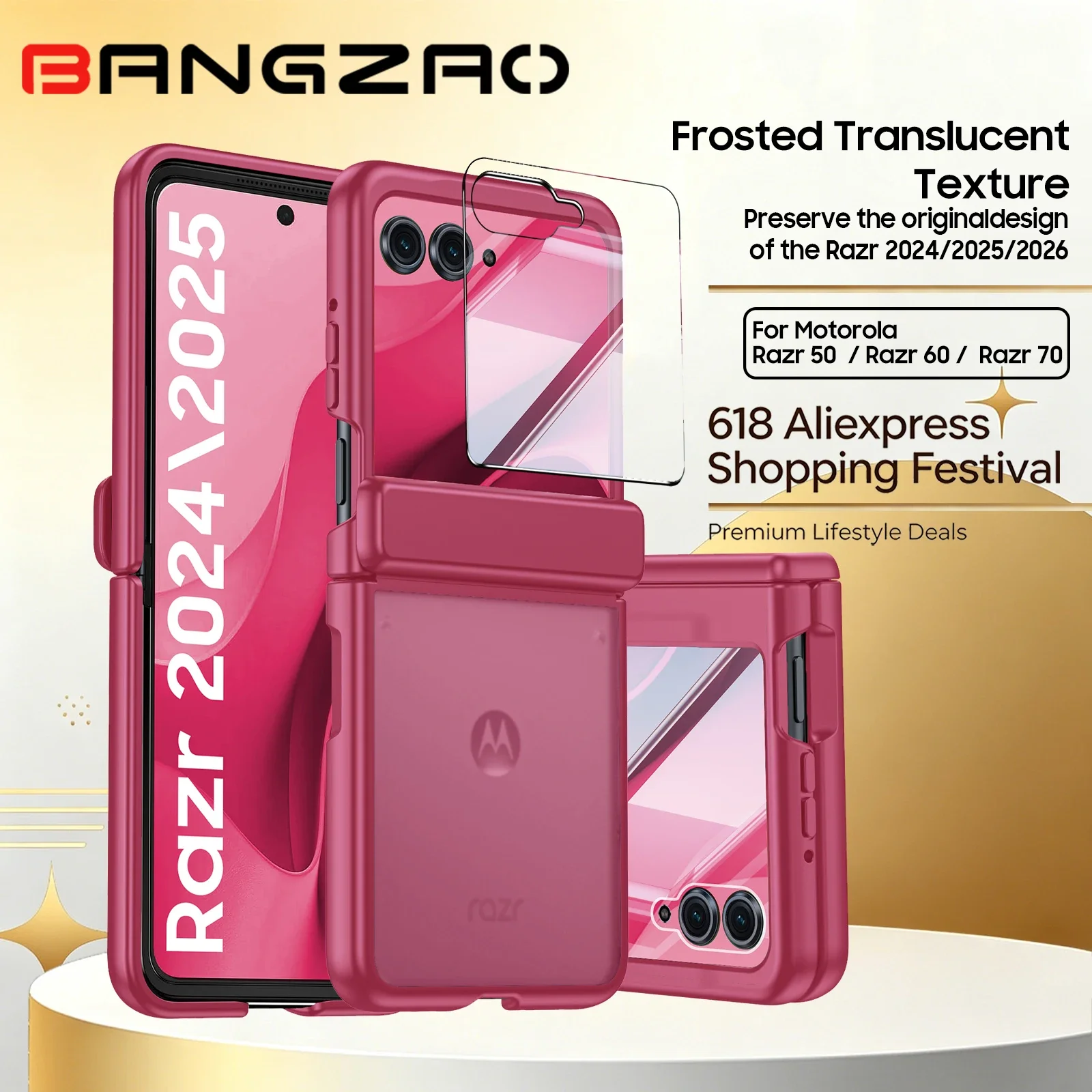 618 Sale! Moto Razr 50/60/70 Case Military-Grade Drop Protection,3-Layer Shockproof Cover with Hinge & Screen Protector-Rose Red
618 Sale! Moto Razr 50/60/70 Case Military-Grade Drop Protection,3-Layer Shockproof Cover with Hinge & Screen Protector-Rose Red