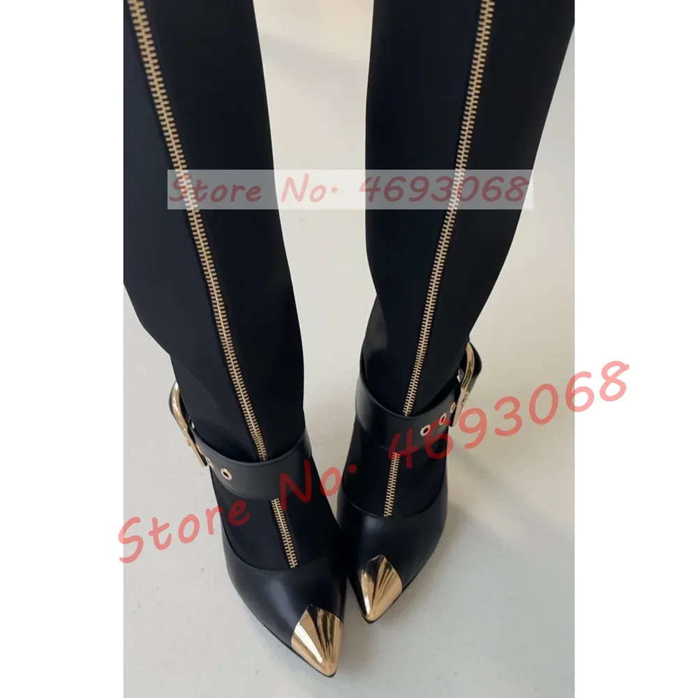 Женские сапоги до колена с пряжкой на ремне, золотистые сапоги до колена с острым носком, сексуальная молния спереди, черные зимние туфли, женские высокие каблуки, тонкие длинные сапоги большого размера
Женские сапоги до колена с пряжкой на ремне, золотистые сапоги до колена с острым носком, сексуальная молния спереди, черные зимние туфли, женские высокие каблуки, тонкие длинные сапоги большого размера