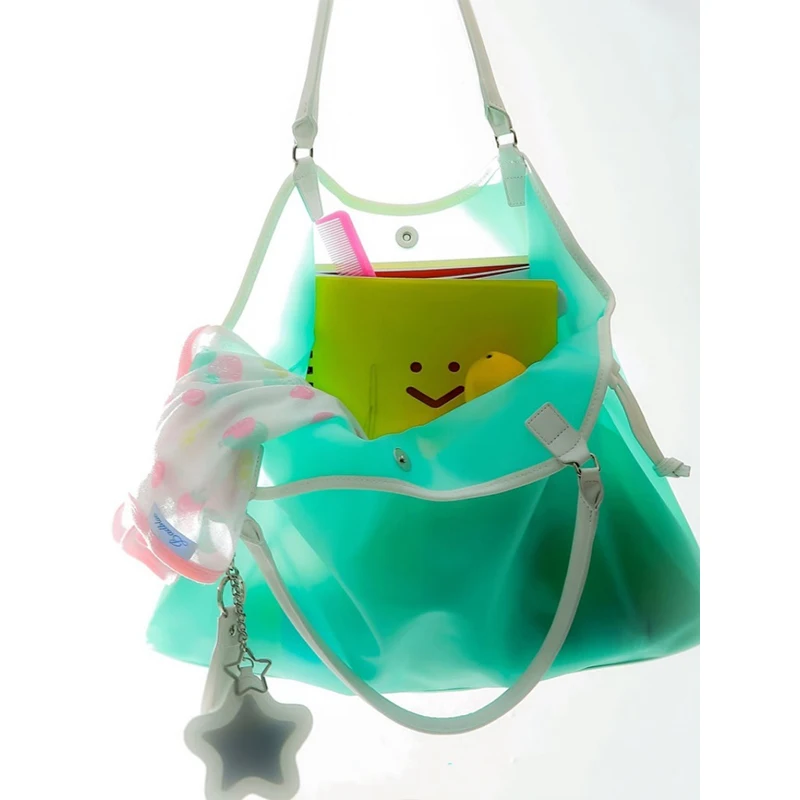 Clear PVC Waterproof Large Capacity Jelly Candy Color Tote Bag,Women Lightweight Shopper Pouch Shoulder Bag,Commute Work Handbag
Clear PVC Waterproof Large Capacity Jelly Candy Color Tote Bag,Women Lightweight Shopper Pouch Shoulder Bag,Commute Work Handbag