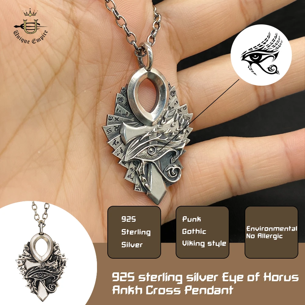 925 Sterling Silver Egyptian Necklace for Men Eye of Horus & Ankh Cross Pendant Ancient Totem Protection Jewelry Personalized Fa
925 Sterling Silver Egyptian Necklace for Men Eye of Horus & Ankh Cross Pendant Ancient Totem Protection Jewelry Personalized Fa