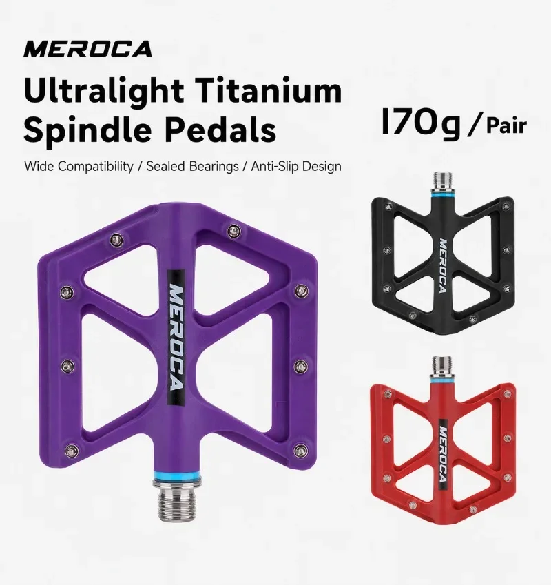 MEROCA Ultra-light 170g Titanium Axle Pedals Anti-slip CNC Bicycle Pedals for Folding Bike BMX Road Cycling Accessories
MEROCA Ultra-light 170g Titanium Axle Pedals Anti-slip CNC Bicycle Pedals for Folding Bike BMX Road Cycling Accessories