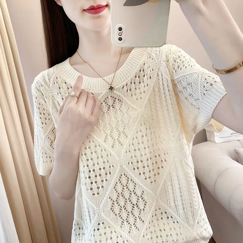 Women Summer Vintage Round Neck Korean Crochet Tops Hollow Out Floral Fashion Knitted Vest Slim Short Sleeve PulloverTop Z138
Women Summer Vintage Round Neck Korean Crochet Tops Hollow Out Floral Fashion Knitted Vest Slim Short Sleeve PulloverTop Z138