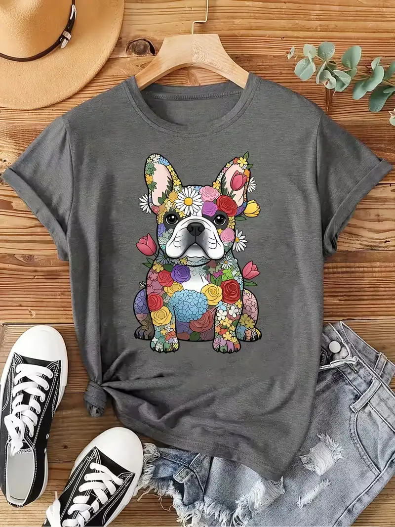 Plus size women's short sleeve T-shirt Floral Dog With Flowers And Syringe soft and comfortable fabric summer outfits women's
Plus size women's short sleeve T-shirt Floral Dog With Flowers And Syringe soft and comfortable fabric summer outfits women's