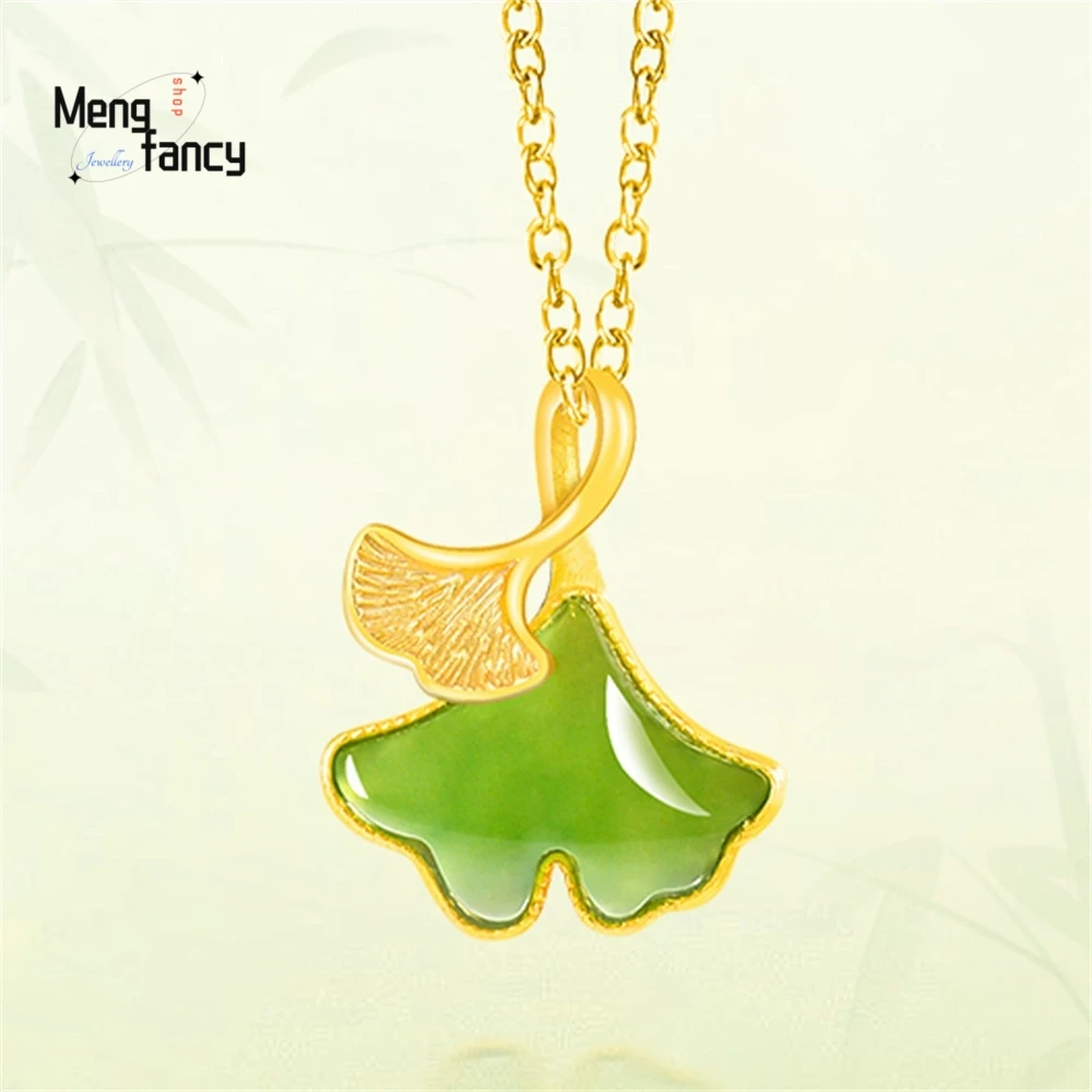 Подвеска из серебра S925 пробы с инкрустацией из старинного нефрита Хэтянь цвета шпинатной зелени и листа гинкго, роскошное модное ювелирное украшение, подарок
Подвеска из серебра S925 пробы с инкрустацией из старинного нефрита Хэтянь цвета шпинатной зелени и листа гинкго, роскошное модное ювелирное украшение, подарок