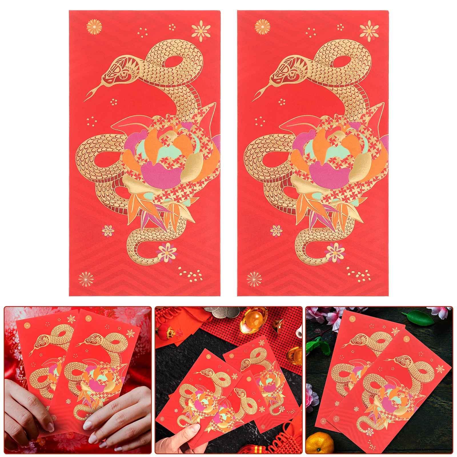 6Pcs Chinese New Year Red Envelopes Snake Year Edition Gold Foil Decorated Money Pockets for Spring Festival Wedding Holiday
6Pcs Chinese New Year Red Envelopes Snake Year Edition Gold Foil Decorated Money Pockets for Spring Festival Wedding Holiday