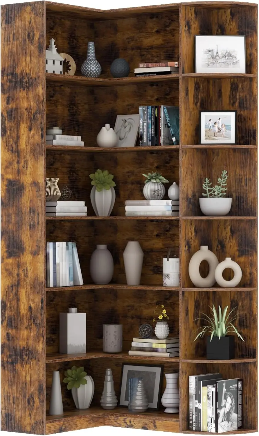 6 Tiers Shelf Large Tall Corner Etagere Bookcase , L-Shaped Modern Storage Display Industrial Book Shelf , Rustic
6 Tiers Shelf Large Tall Corner Etagere Bookcase , L-Shaped Modern Storage Display Industrial Book Shelf , Rustic