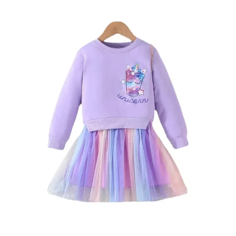 Dress For Kids 4-7Years old Birthday Long Sleeve Cute Cartoon Unicorn Rainbow Tulle Princess Dresses Ootd For Baby Girl
Dress For Kids 4-7Years old Birthday Long Sleeve Cute Cartoon Unicorn Rainbow Tulle Princess Dresses Ootd For Baby Girl