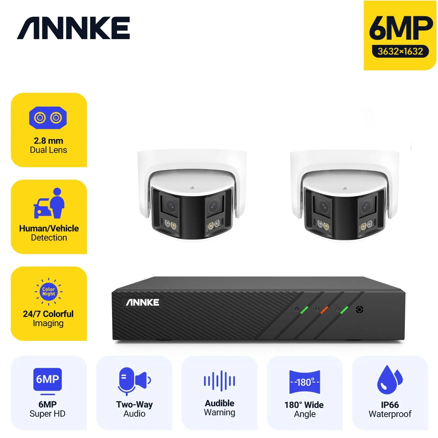 ANNKE 6MP Video Surveillance Kit 8CH NVR 180° Panoramic Security Protection Camera Dual Lens Waterproof System Remote Monitor
ANNKE 6MP Video Surveillance Kit 8CH NVR 180° Panoramic Security Protection Camera Dual Lens Waterproof System Remote Monitor