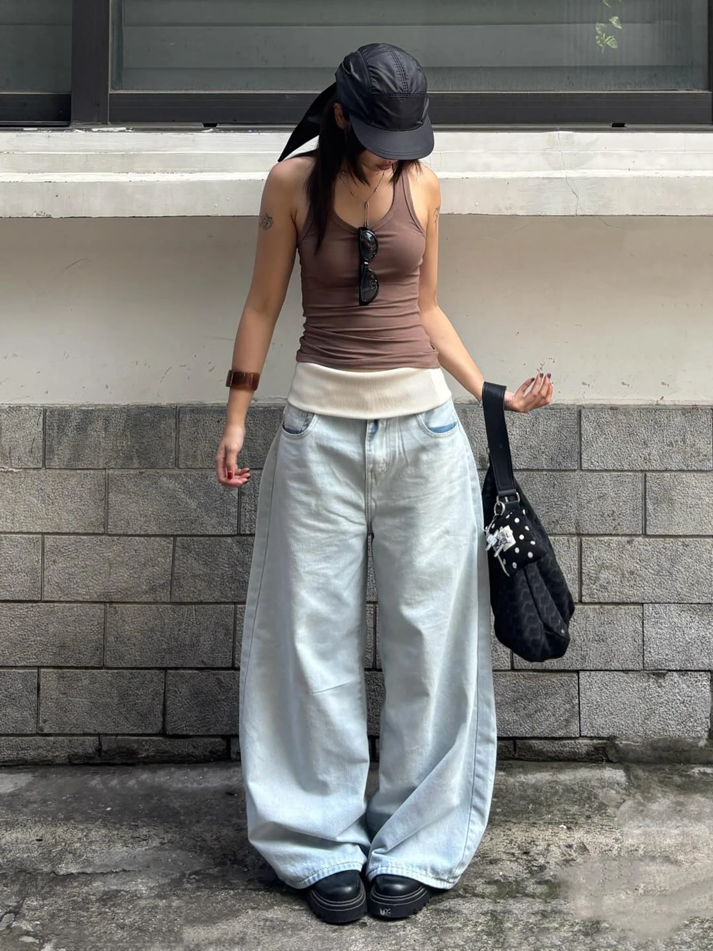 WEEKEEP Casual Washed Waist Flip Straight Leg Jeans Women's Versatile Loose Slimming Long Trousers Street Style Splicing
WEEKEEP Casual Washed Waist Flip Straight Leg Jeans Women's Versatile Loose Slimming Long Trousers Street Style Splicing