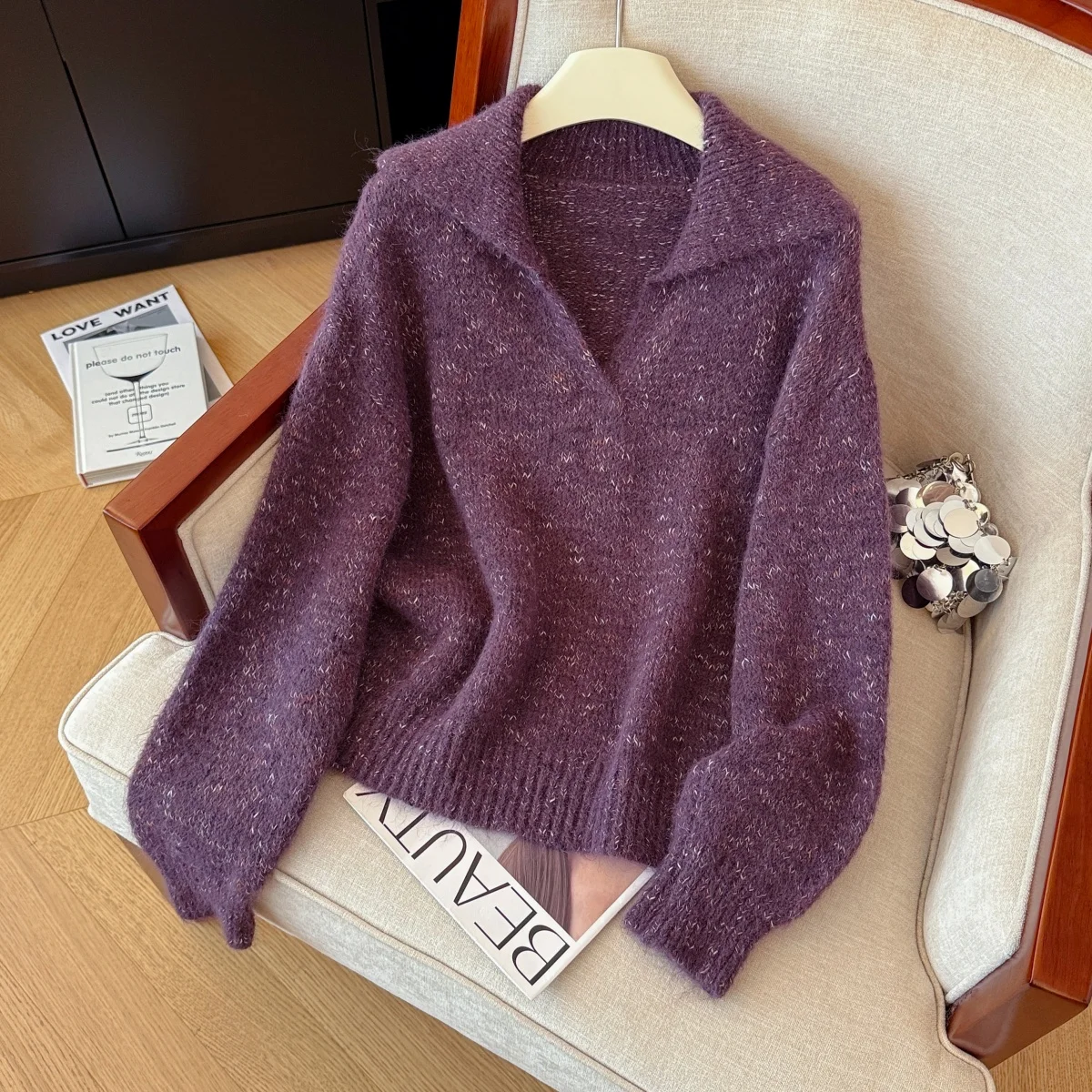 Women Purple V-Neck Knit Pullover Oversize Sweater Vintage Jumper Knit Long Sleeves Cashmere Sweater 2000s Spring Autumn Clothes
Women Purple V-Neck Knit Pullover Oversize Sweater Vintage Jumper Knit Long Sleeves Cashmere Sweater 2000s Spring Autumn Clothes