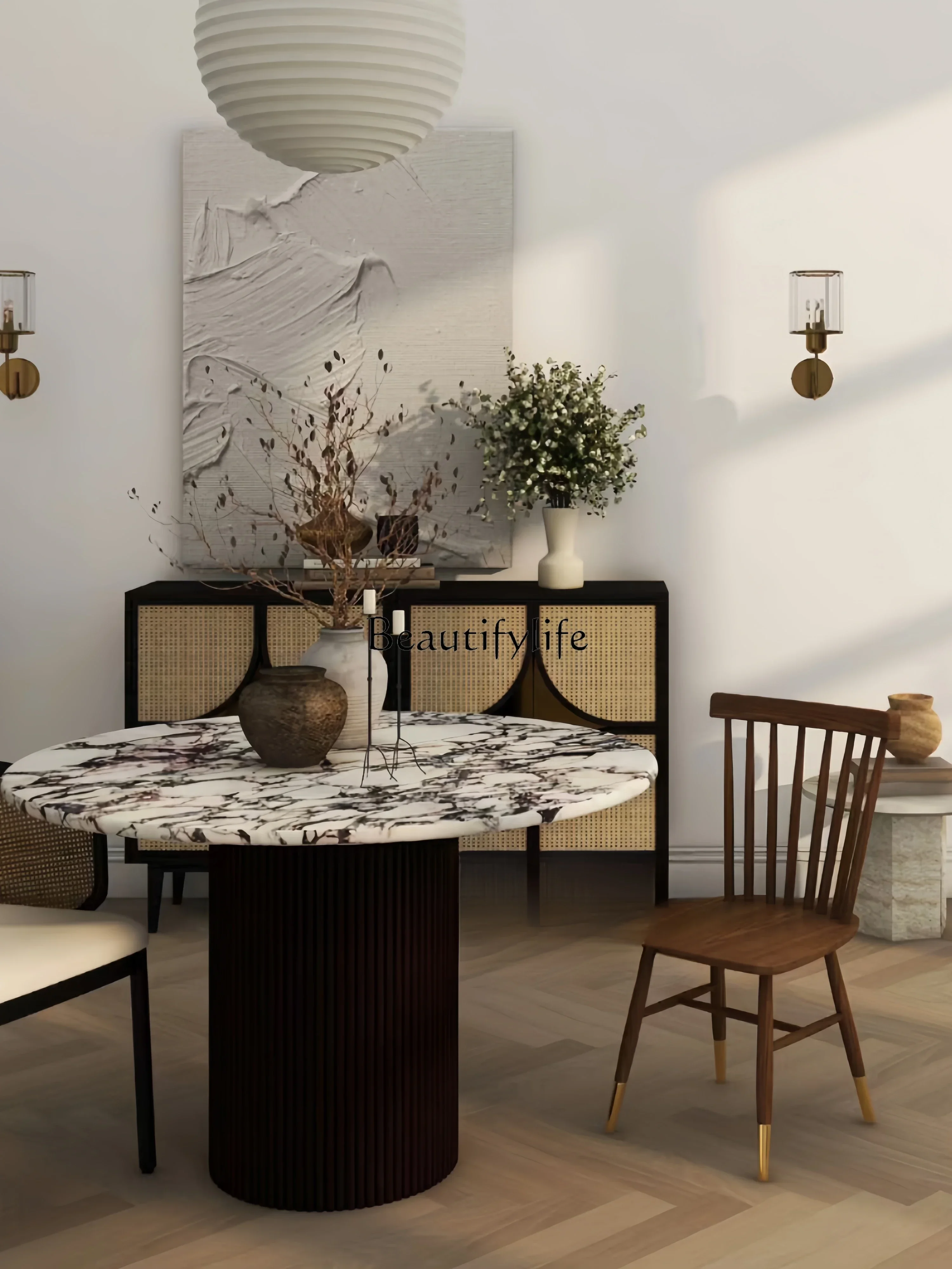 French Retro Cream Style Marble round Light Luxury Modern Stone Plate Dining Table
French Retro Cream Style Marble round Light Luxury Modern Stone Plate Dining Table