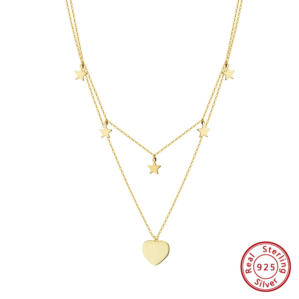 KISS MANDY 925 Sterling Silver Layered Necklace Fashion Star Pendant With Heart Charms Dainty Multilayer Chain Jewelry BQN46
KISS MANDY 925 Sterling Silver Layered Necklace Fashion Star Pendant With Heart Charms Dainty Multilayer Chain Jewelry BQN46