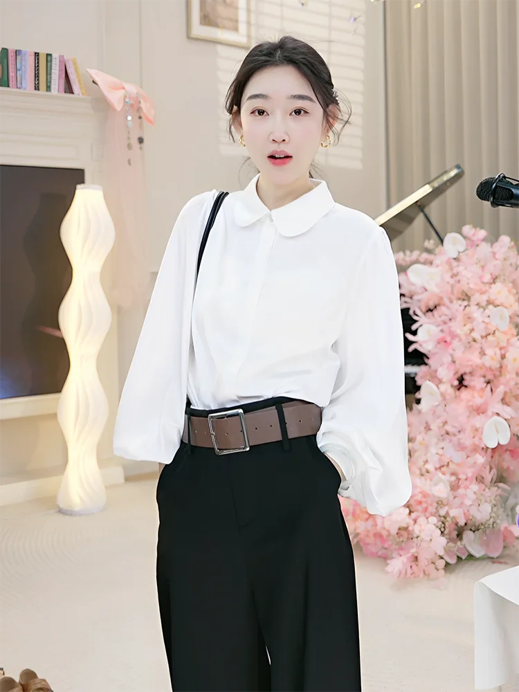 OUDOCKEE Elegant White Long Sleeve Doll Collar Shirt for Women Spring 2026 New Design Casual Atmosphere Top Polyester Fiber
OUDOCKEE Elegant White Long Sleeve Doll Collar Shirt for Women Spring 2026 New Design Casual Atmosphere Top Polyester Fiber