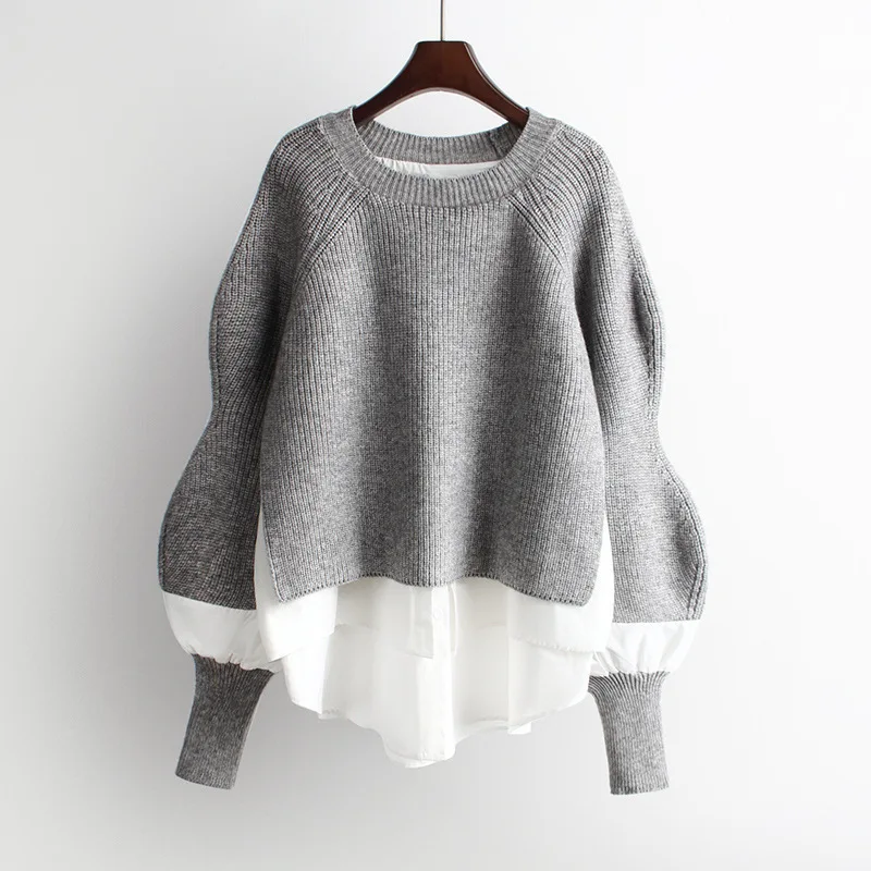 Europe 2024 autumn new women's sweater patchwork shirt fake two-piece set of women's fashion knitted top
Europe 2024 autumn new women's sweater patchwork shirt fake two-piece set of women's fashion knitted top
