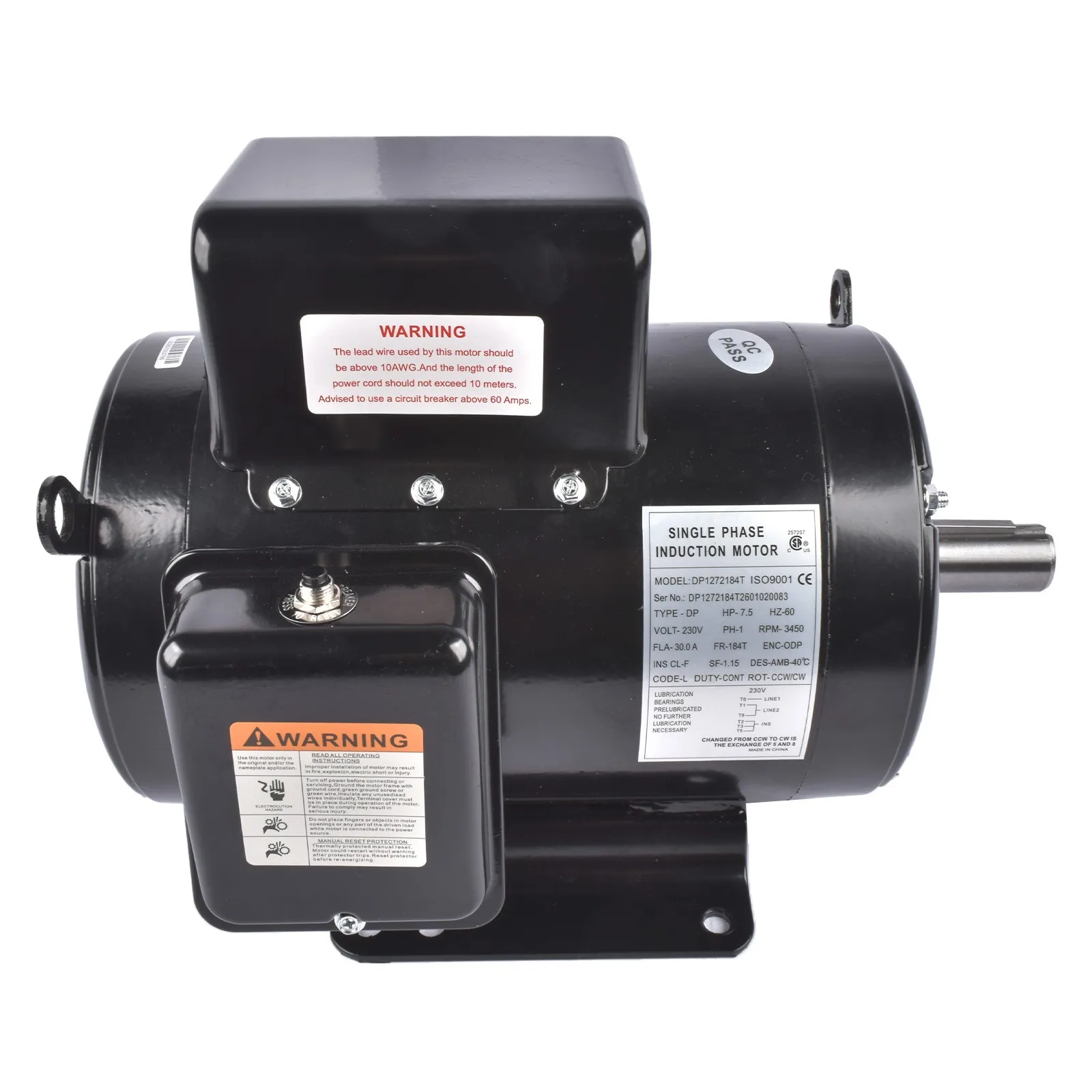 AP01 7.5Hp Electric Motor 3450 RPM 184 T Frame 1 Ph Single Phase 208/230V WL
AP01 7.5Hp Electric Motor 3450 RPM 184 T Frame 1 Ph Single Phase 208/230V WL