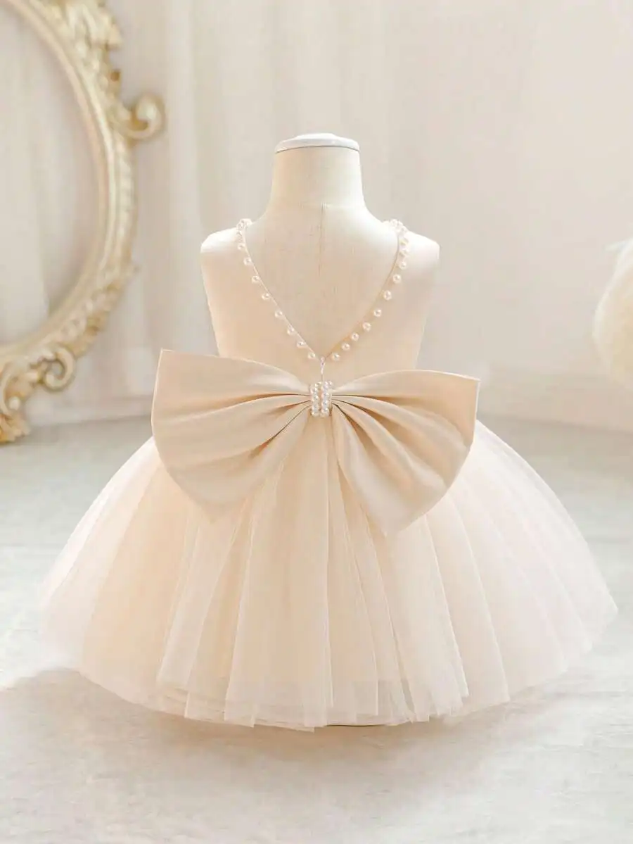 Champagne Tulle Evening Dress With Beaded 3D Bow For Formal Party
Champagne Tulle Evening Dress With Beaded 3D Bow For Formal Party