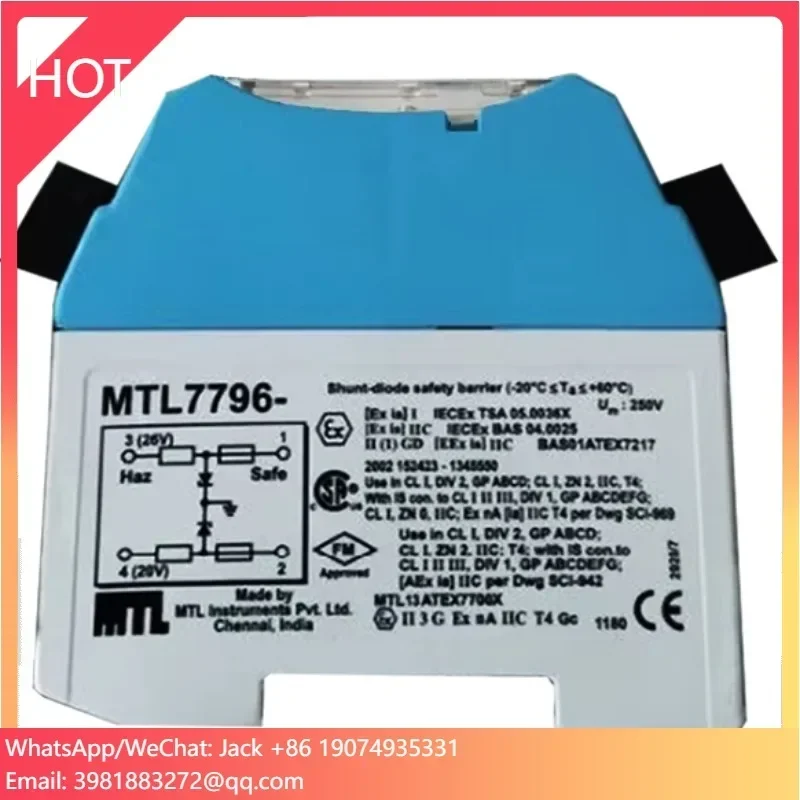 MTL7796- MTL Intrinsically Safe Barriers , 2 Wire MTL Zener Barrier 20mA
MTL7796- MTL Intrinsically Safe Barriers , 2 Wire MTL Zener Barrier 20mA