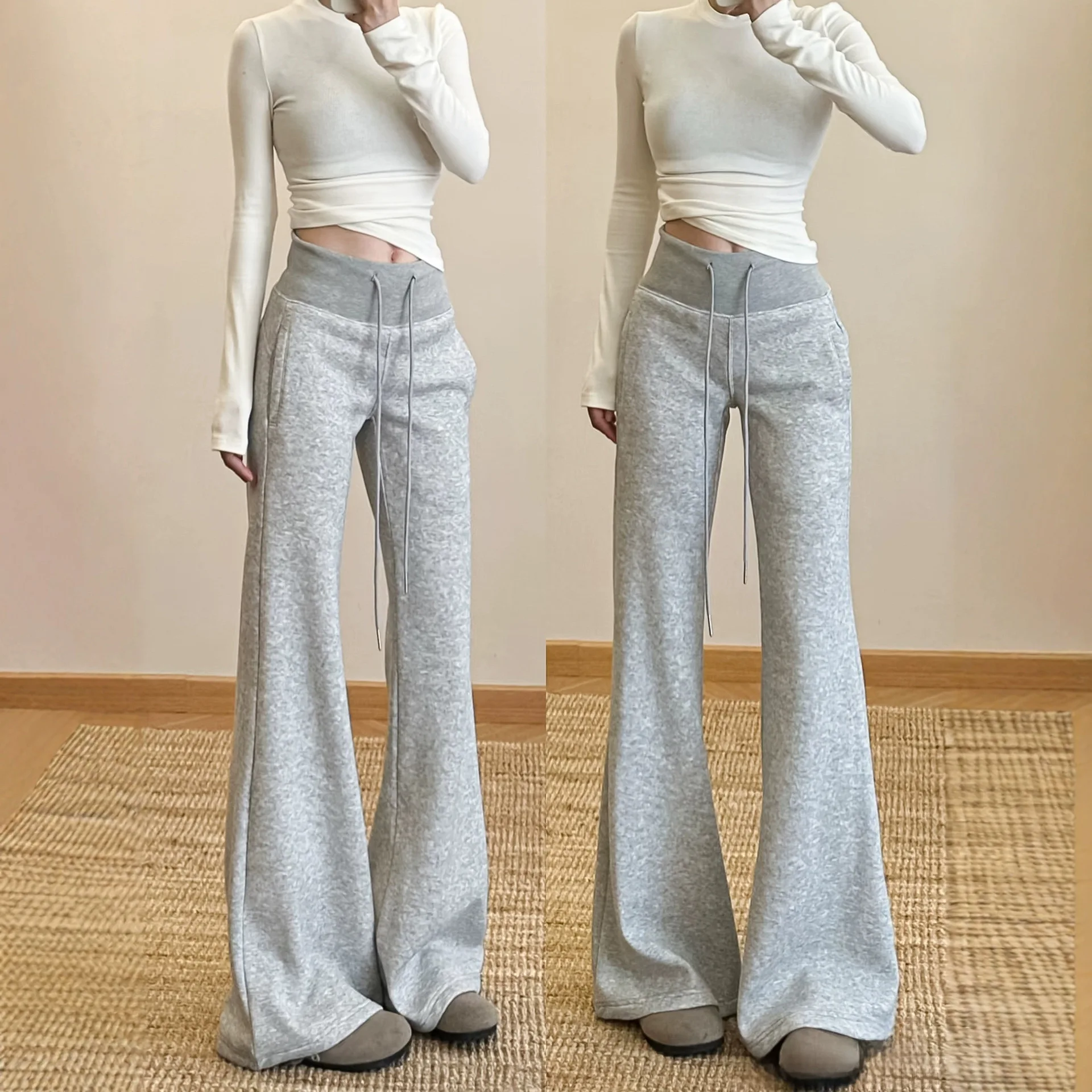 American Style Light Gray Sports Flared Pa For Women, Autumn Winter 2025 New Casual Loose Slimming Bell Bottom Fleece
American Style Light Gray Sports Flared Pa For Women, Autumn Winter 2025 New Casual Loose Slimming Bell Bottom Fleece