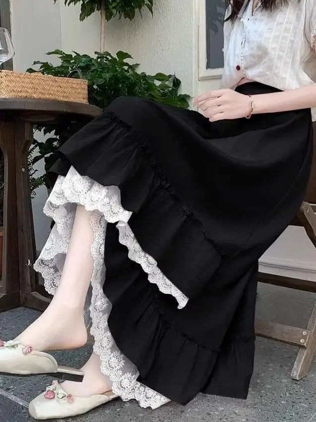 plus Size Lace Splice A-Line Skirt Women's Loose Casual Style High Waist Elastic Waist Cake Skirt for plus Size Ladies
plus Size Lace Splice A-Line Skirt Women's Loose Casual Style High Waist Elastic Waist Cake Skirt for plus Size Ladies