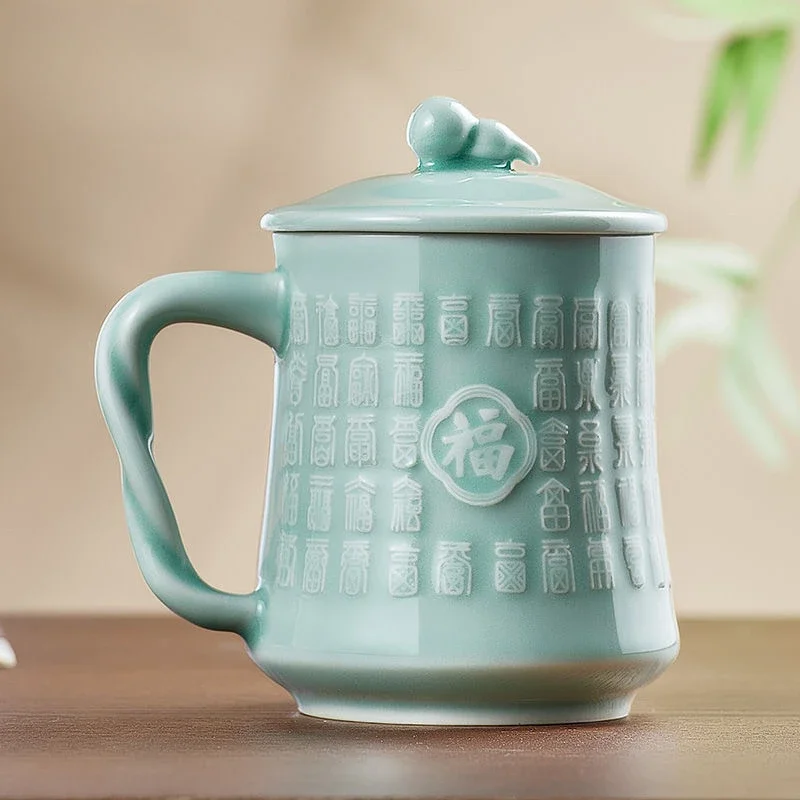 Chinese high temperature tea cup home ceramic cup with cover handmade net coffee red blue porcelain cup
Chinese high temperature tea cup home ceramic cup with cover handmade net coffee red blue porcelain cup