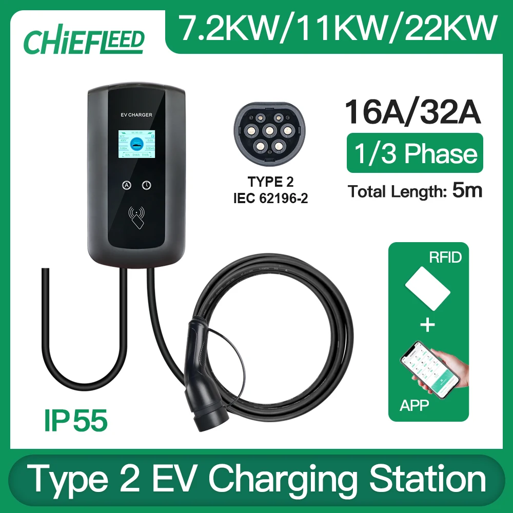 Chiefleed Wallbox Station 16A 11KW 32A 7.2/22KW Type2 Wallbox Station With RFID APP WIFI Bluetooth Remote Operation Timer Charge
Chiefleed Wallbox Station 16A 11KW 32A 7.2/22KW Type2 Wallbox Station With RFID APP WIFI Bluetooth Remote Operation Timer Charge