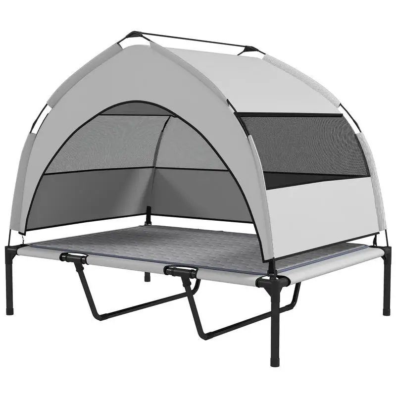 Elevated Dog Bed with Removable Canopy, Portable Outside Raised Pet Cot with Cooling Pad, Storage Bag, 42" x 30" x 37"
Elevated Dog Bed with Removable Canopy, Portable Outside Raised Pet Cot with Cooling Pad, Storage Bag, 42" x 30" x 37"